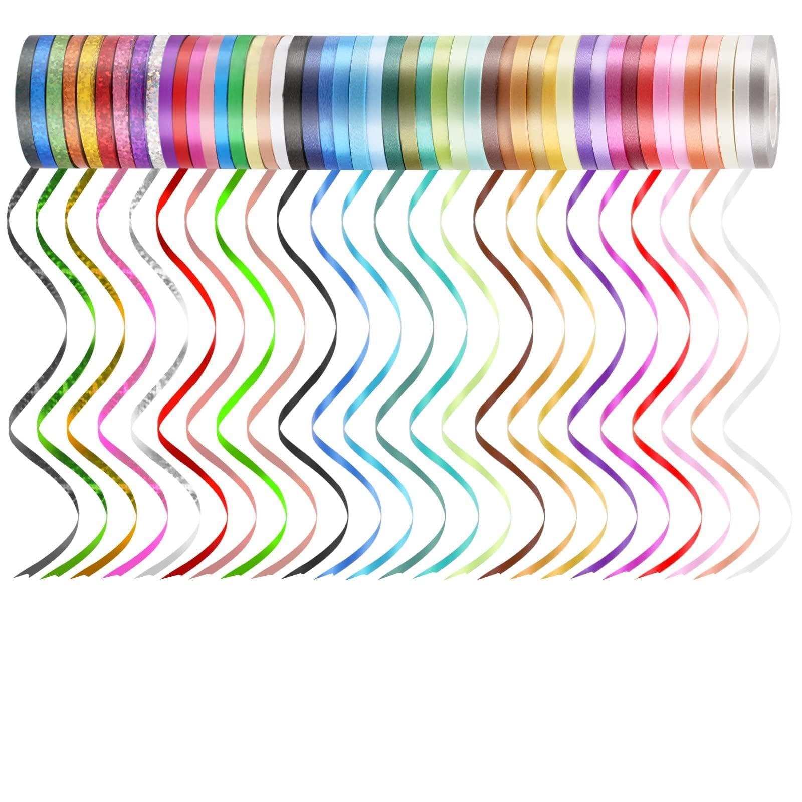 48 Rolls Curling Balloon String Roll Ribbons, 48 Colors 5mm 11 Yards Gift Wrapping Ribbons for Art Crafts Bows Wedding Party Florist
