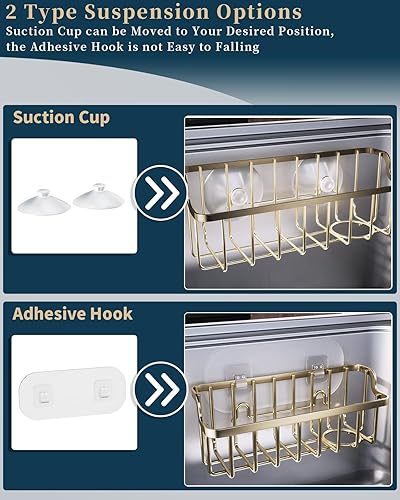 Miniatura 3 de Consumest Soporte de esponja para fregadero, soporte de esponja en forma de escalera para fregadero de cocina con 2 formas de instalación (tazas de