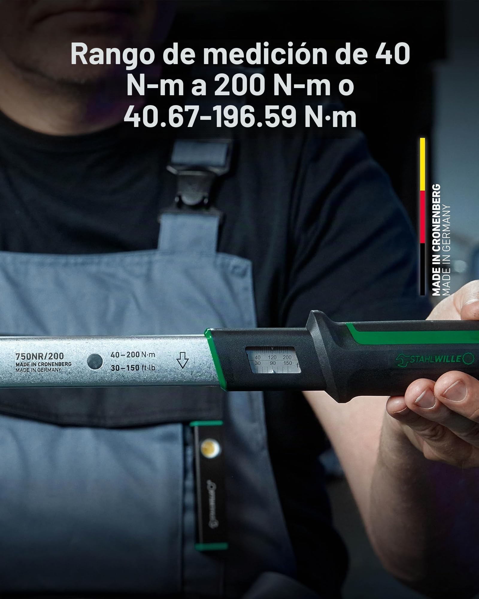 STAHLWILLE 750NR/200/3/1 - Juego de cambio de neumáticos para coche (5 piezas, con llave dinamométrica de 1/2", 40-200 N·m, llave de vaso 17, 19, 21 mm + extensión, fabricado en Alemania)