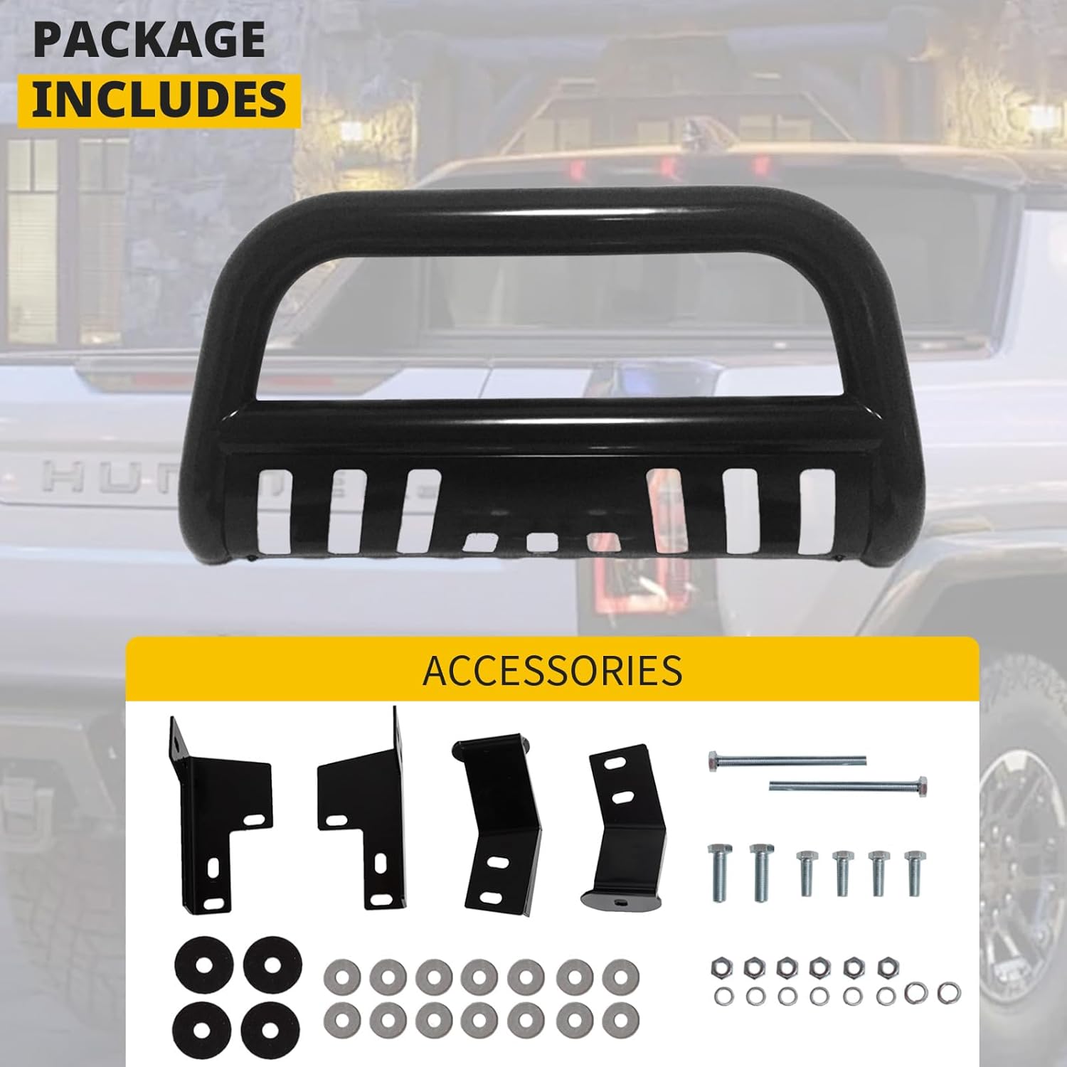 MOTORHOT Bull Bar Push Bumper Grille Guard Compatible With 2005-2015 Toyota Tacoma Front Bumper Brush Guard Accessories-Black