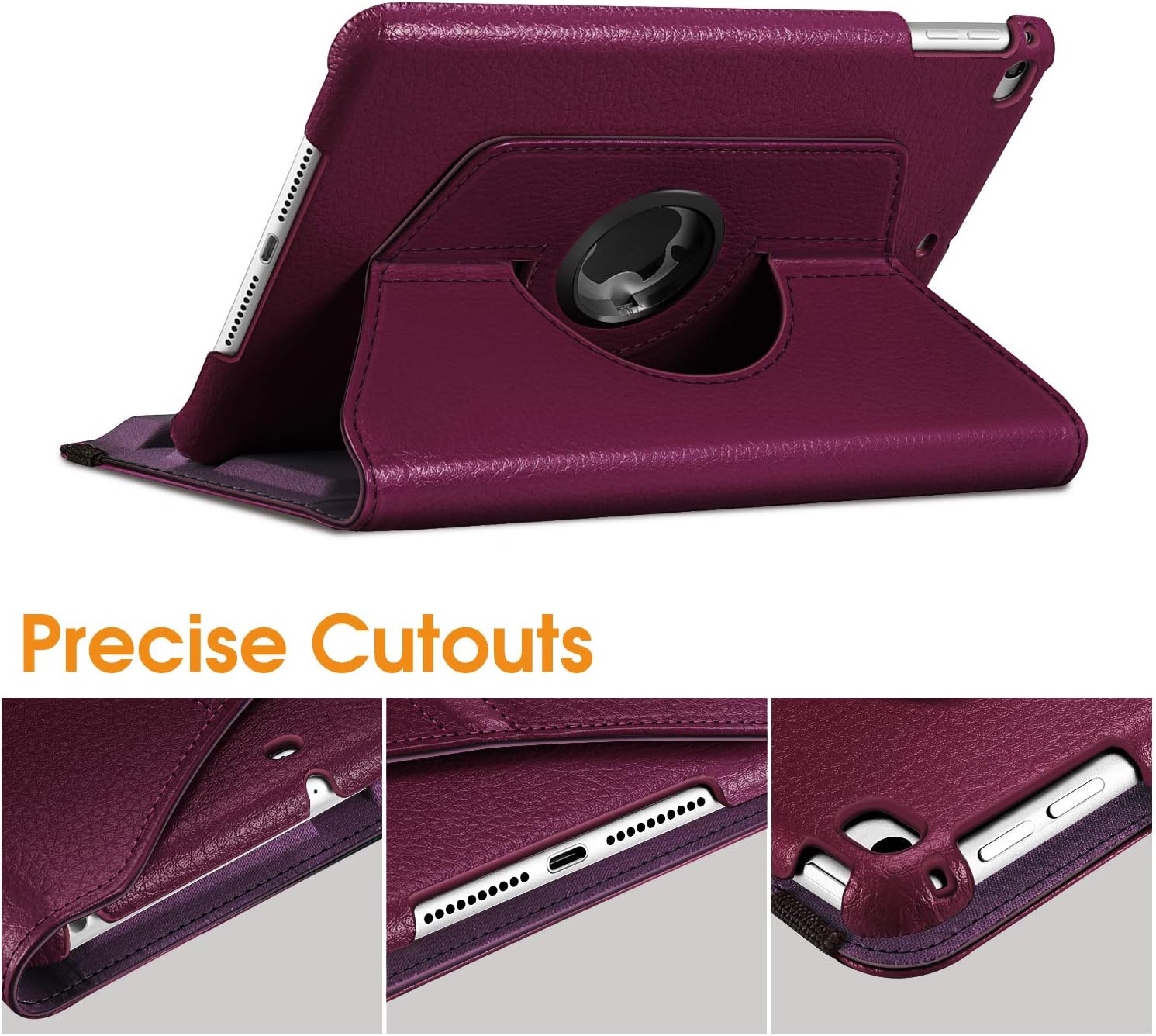Fintie Rotating Case for iPad mini 5th Generation/iPad mini 4 (7.9 Inch) | 360° Swivel Stand, Landscape & Portrait Viewing, Shockproof Cover with Pencil Holder, Auto Sleep/Wake, Purple