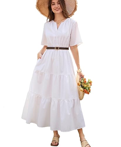 Summer Linen Dress with Pockets Casual Flowy Maxi Dresses Lightweight