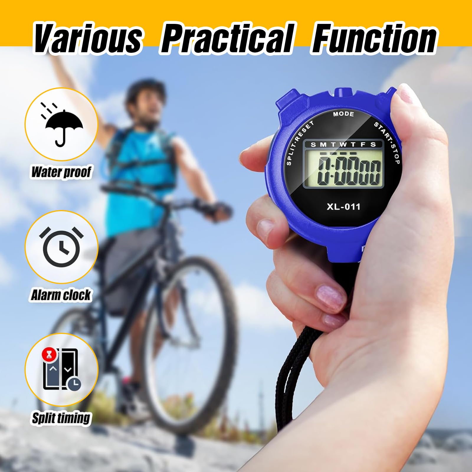 8Pcs Sports Stopwatch Timer, Multi-Function Sport Digital Stopwatch Large Display with Date Time and Alarm Function Shockproof Sport Stopwatch for Swimming Running Sports Training (Vivid Color) - Image 4