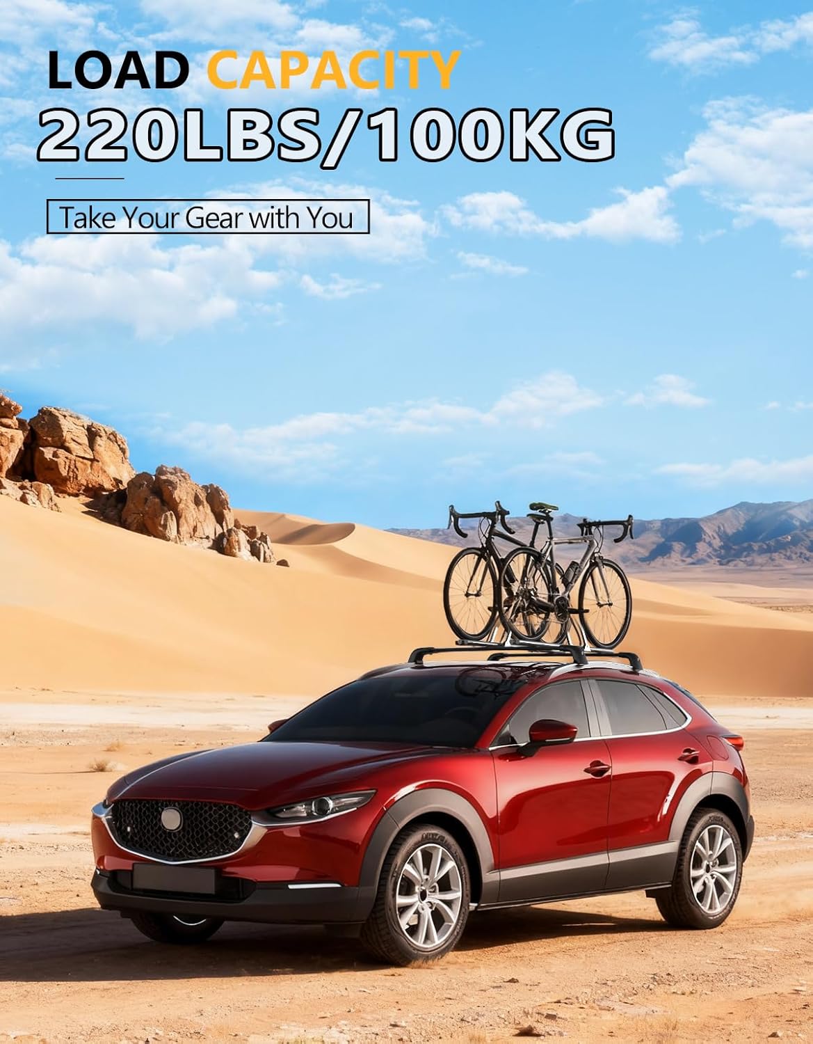 Tuyoung Roof Rack Cross Bars Fit for Mazda CX30 CX-30 2020 2021 2022 2023 2024 2025 2026 with Flush Side Rails，220lbs Lockable Heavy Duty Anti-Theft Aluminum Roof Rails Crossbars Cargo Carrier Bag