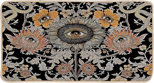 EXUQO Tapete de puerta de mal de ojo, tapete gótico de serpiente para entrada al aire libre, tapete de bienvenida para el hogar, patio, sala de