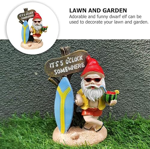 Miniatura 4 de Estatua divertida de gnomos de jardín para exteriores, decoración de resina de las 5 en punto, resistente a la intemperie, regalo de humor para