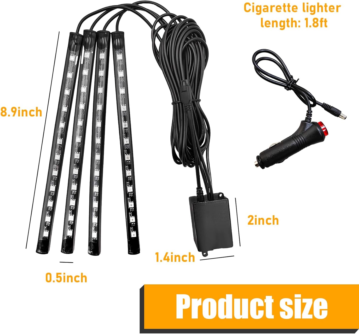 Car Led Interior Lights, RGB 48 LED Multicolor Auto Strip Light with Sound Active Function and APP Control, Under Dash Smart Lighting Kit with Charger, Car Accessories (Cigarette Lighter) thumbnail