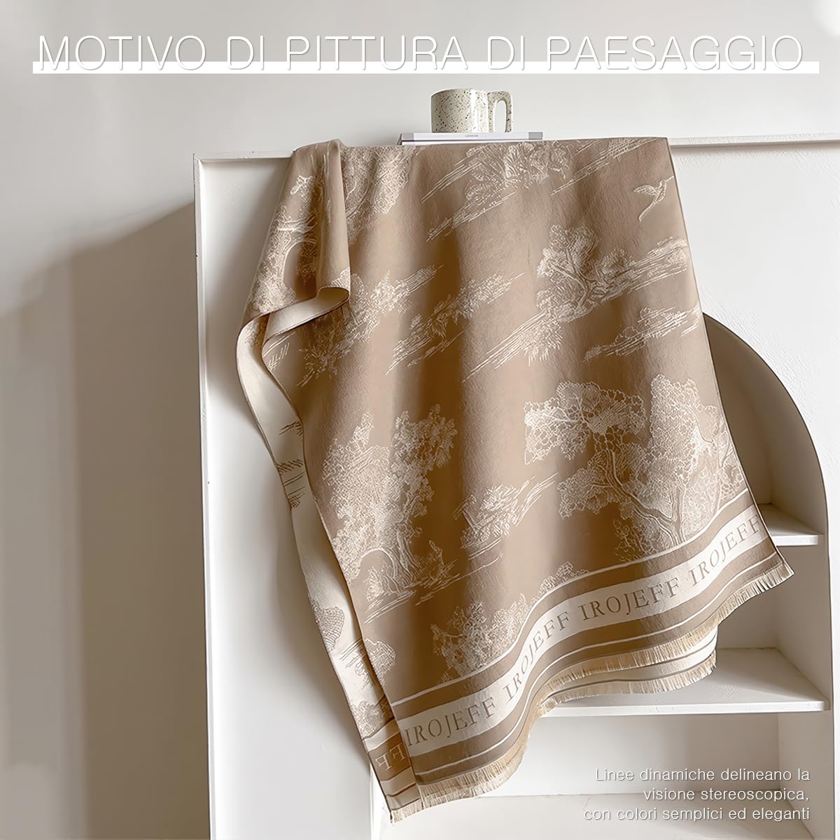 LumiSyne Calda Invernale Sciarpa Scialle In Cashmere Per Donna Motivo Di Pittura Di Paesaggio Stile Artistico Elegante Reversibile Sciarpa Con Nappa Grande Lungo Pashmina Leggera Morbida Wrap Stole