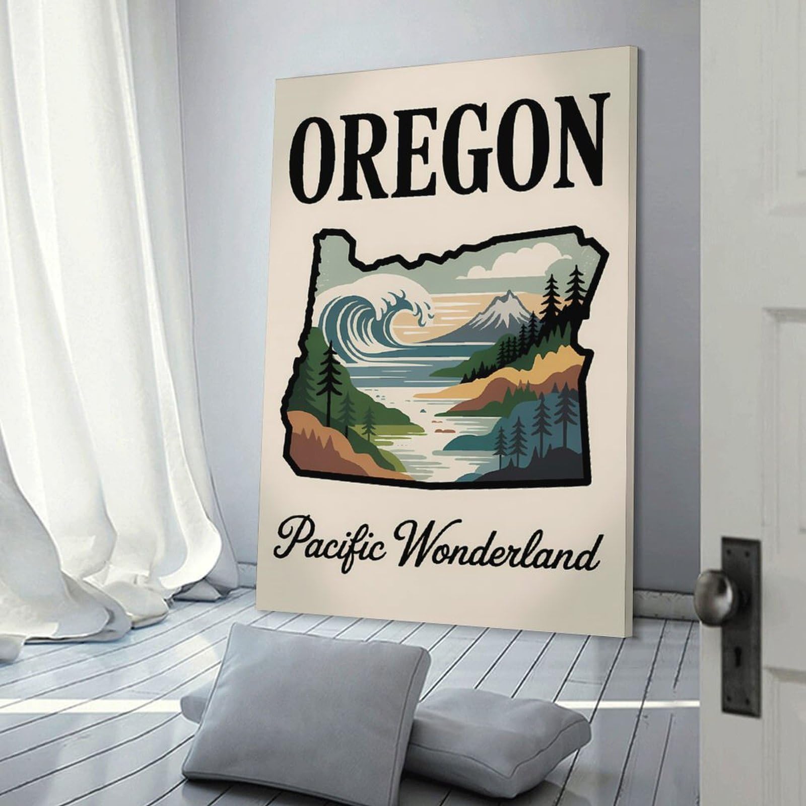 Junmoney Wall Art Print Oregon Pacific Wonderland Travel, 20x30inch(50x75cm), for Living Room, Bedroom Or Apartment Walls, Modern Wall Decor for Cosy Interiors