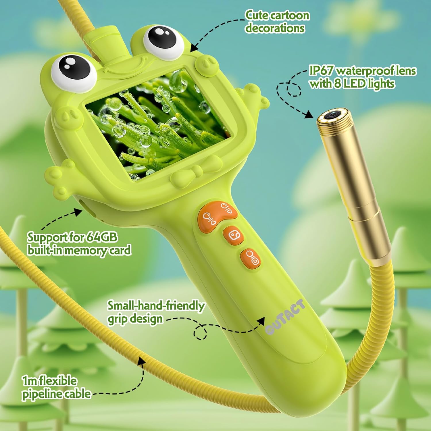 Kids Endoscope, 2.4 IPS Borescope Snake Camera With Light,Nature Exploration Educational STEM Toys For Boys & Girls,Detective Scope For Outdoor Adventures,Birthday Gift For 3＋