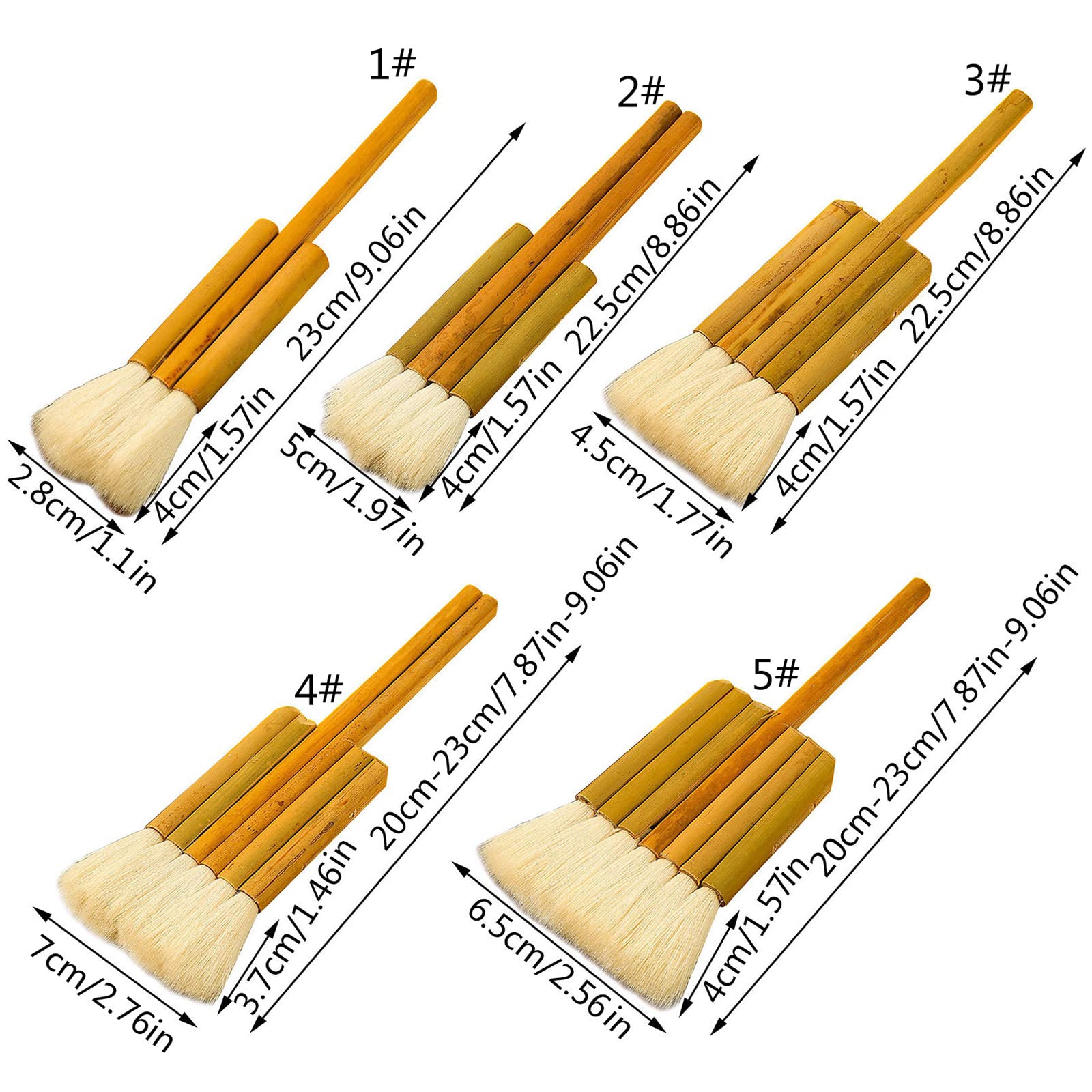 Professional Hake Brush for Watercolor Hake Art Paintbrushes Hake Blender Brushes Sheep Hair Hake Brushes for Pottery