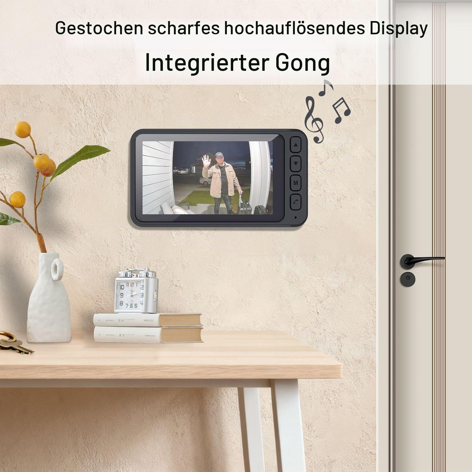 Video Türklingel Kamera mit Monitor 4,5", Kabellose Funk Türsprechanlage mit Bildschirm ohne WLAN/App/ABO, 2-Wege Audio, Nachtsicht, 120° Weitwinkel, Wetterfest Türklingel für Haus, Wohnung & Senioren