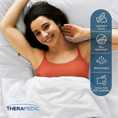 Miniatura 3 de Therapedic Juego de sábanas de 6 piezas para cama King de 100% algodón egipcio  Sábana de satén naturalmente fresca y transpirable, preencogida,