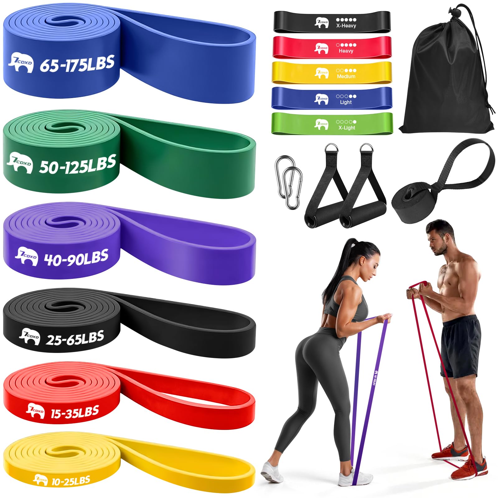Resistance Bands Set, 6 Levels Pull Up Bands with Handles, Door Anchor, Storage Bag, Exercise Bands for Bodyweight Training, Powerlifting, Muscle Building, Home Gym Workout — image 1