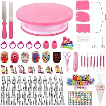 Cake Decorating Kit, 390 Pcs Baking Supplies Pink