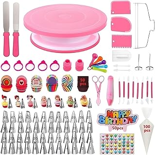 Cake Decorating Kit, 390 Pcs Baking Supplies Tools with Cake Turntable, ...