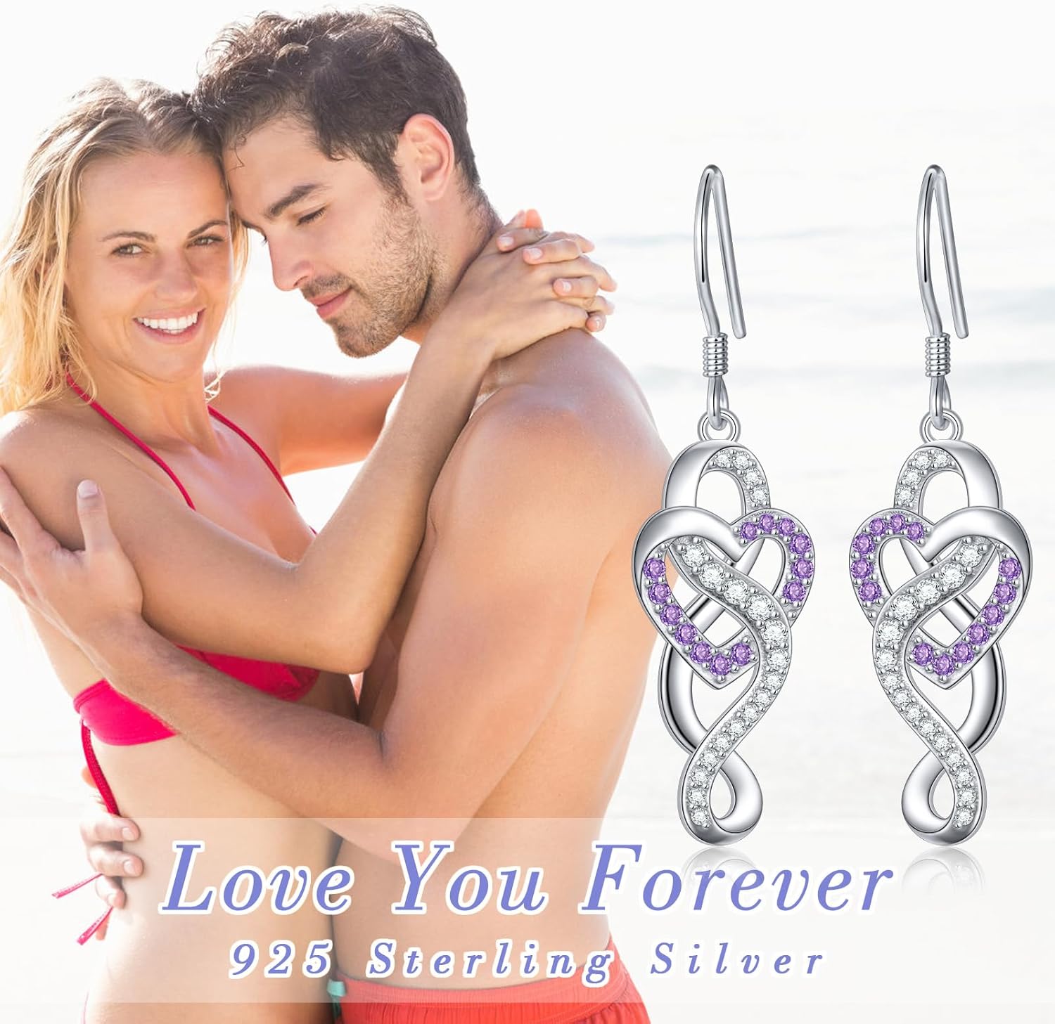 925 Sterling Silver Infinity Dangle Earrings for Women Silver French Wire Drop Dangle Earrings with Cubic Zirconia Wedding Jewelry Gift for Women Daughter - Image 4