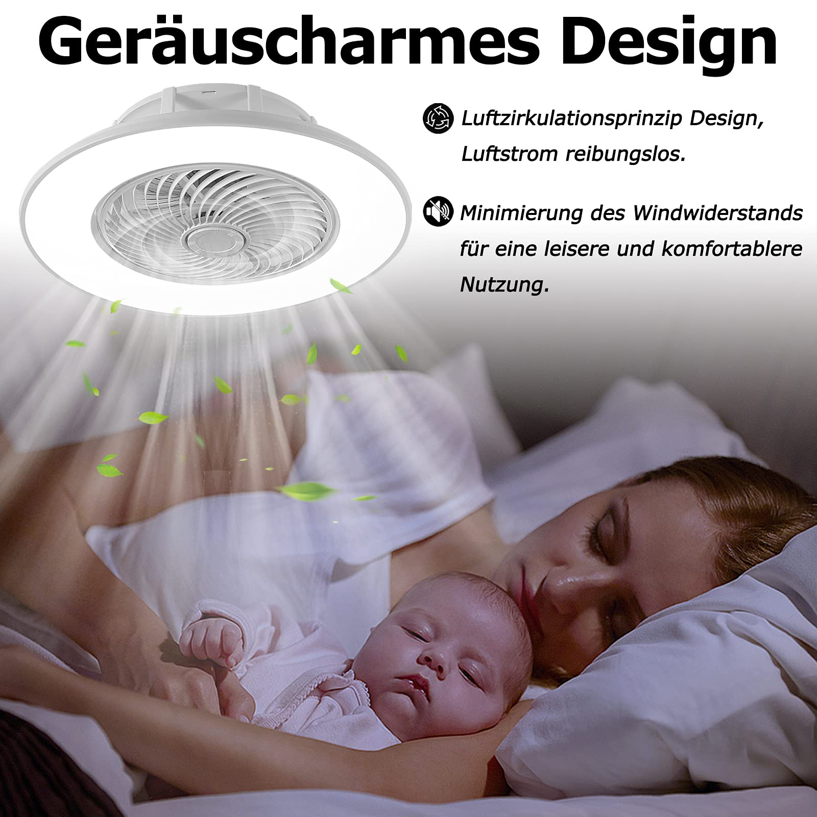 UISEBRT 90W Deckenventilator mit Beleuchtung Moderne LED Deckenleuchte Dimmbar Deckenlampe mit Ventilator & Fernbedienung Lüfterlicht für Wohnzimmer Esszimmer Schlafzimmer