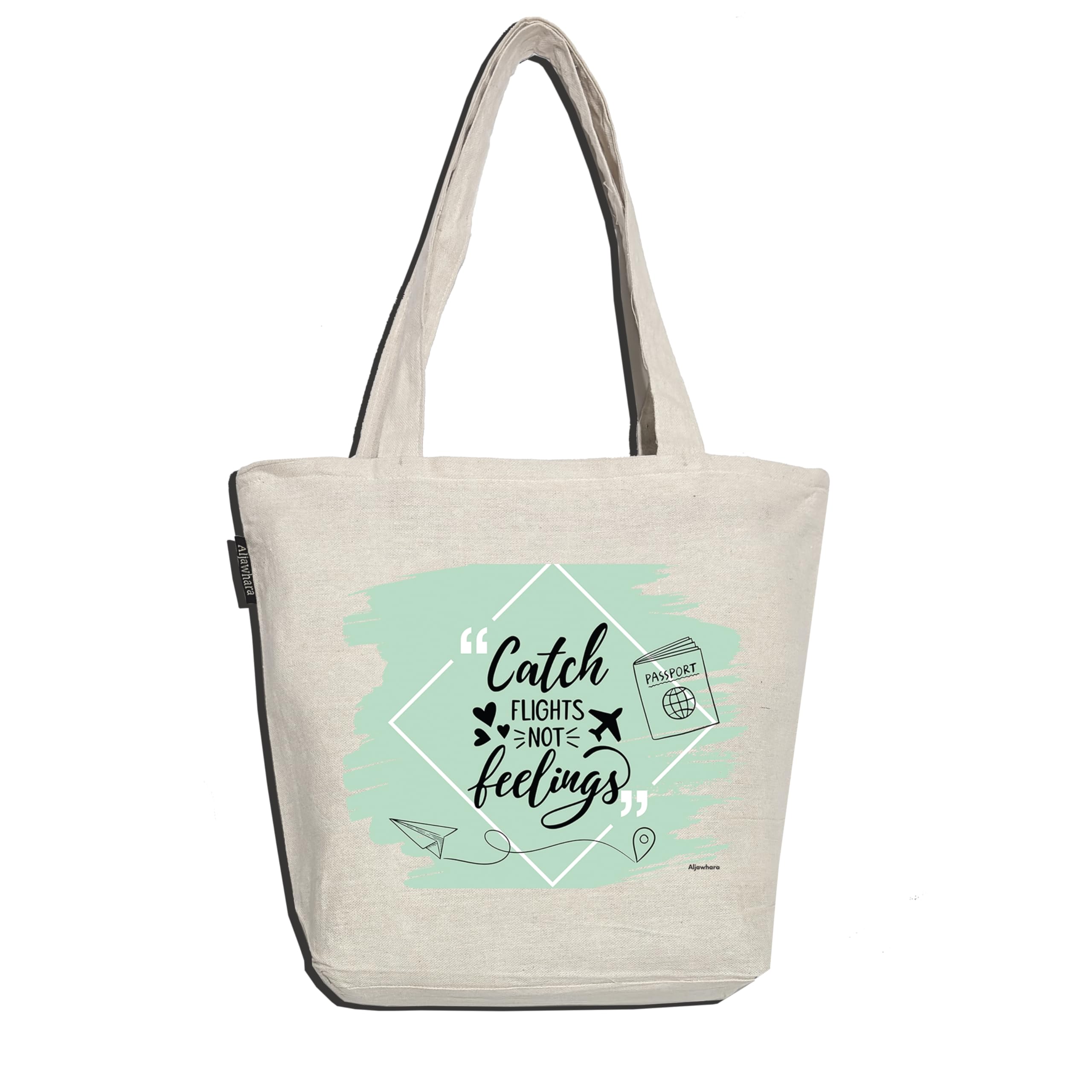 Premium Cotton Eco-Friendly Tote Bag, Catch Flights Not Feelings Design by Aljawhara, Spacious Dimensions (B0D678Q2KD) Amazon Price History, Amazon Price Tracker