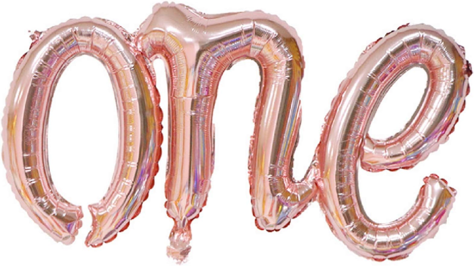 One Balloon Banner 40" First Birthday Balloons Hand Writing Style Foil Letter Baby Balloon Anniversary Celebration Decorations,Rose Gold