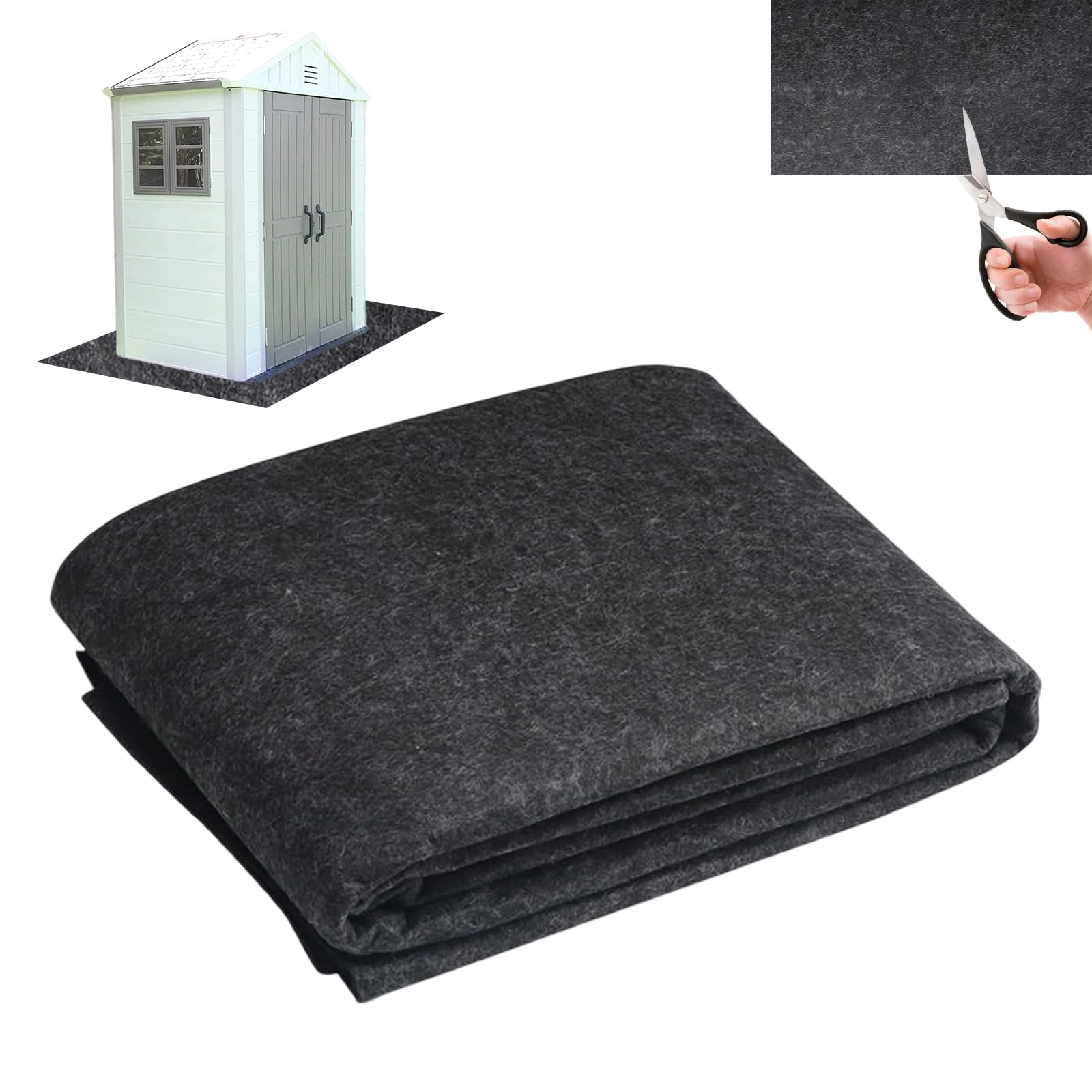 Tapis de sol pour abri de jardin feutre noir imperméable de protection robuste