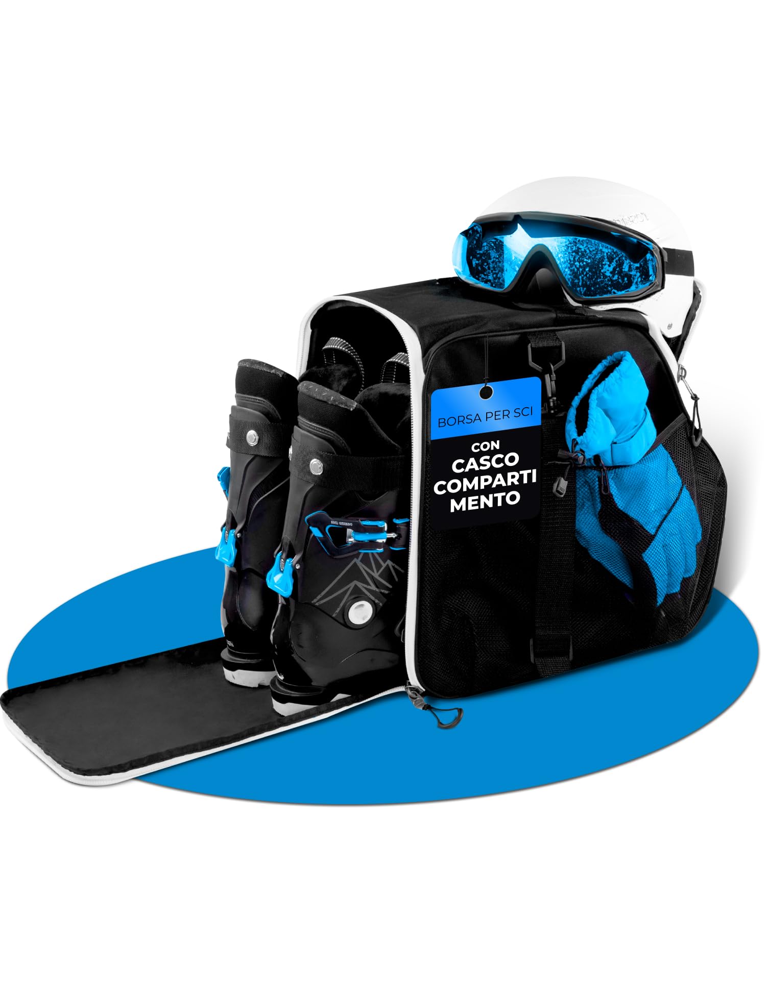 STYNGARD Borsa per scarponi da sci con scomparto per casco e scomparto per stivali [40 L] – Borsa da sci con funzione di tracolla e spazio per accessori – modello ZERMATT