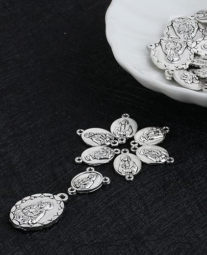 Miniatura 4 de 40 piezas de coronilla de rosario de siete penas, pieza central de mesa de Nuestra Señora Jesús, colgante de medalla espaciadora para bricolaje