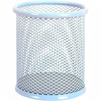 Wire Metal Pen Holder for Desk Aesthetic Office Supplies Cubicle Decor Minimalist Workspace Accessories Boho Makeup Organizer for Women Girls Pencil Cup Mesh Caddy for Home Office Blue