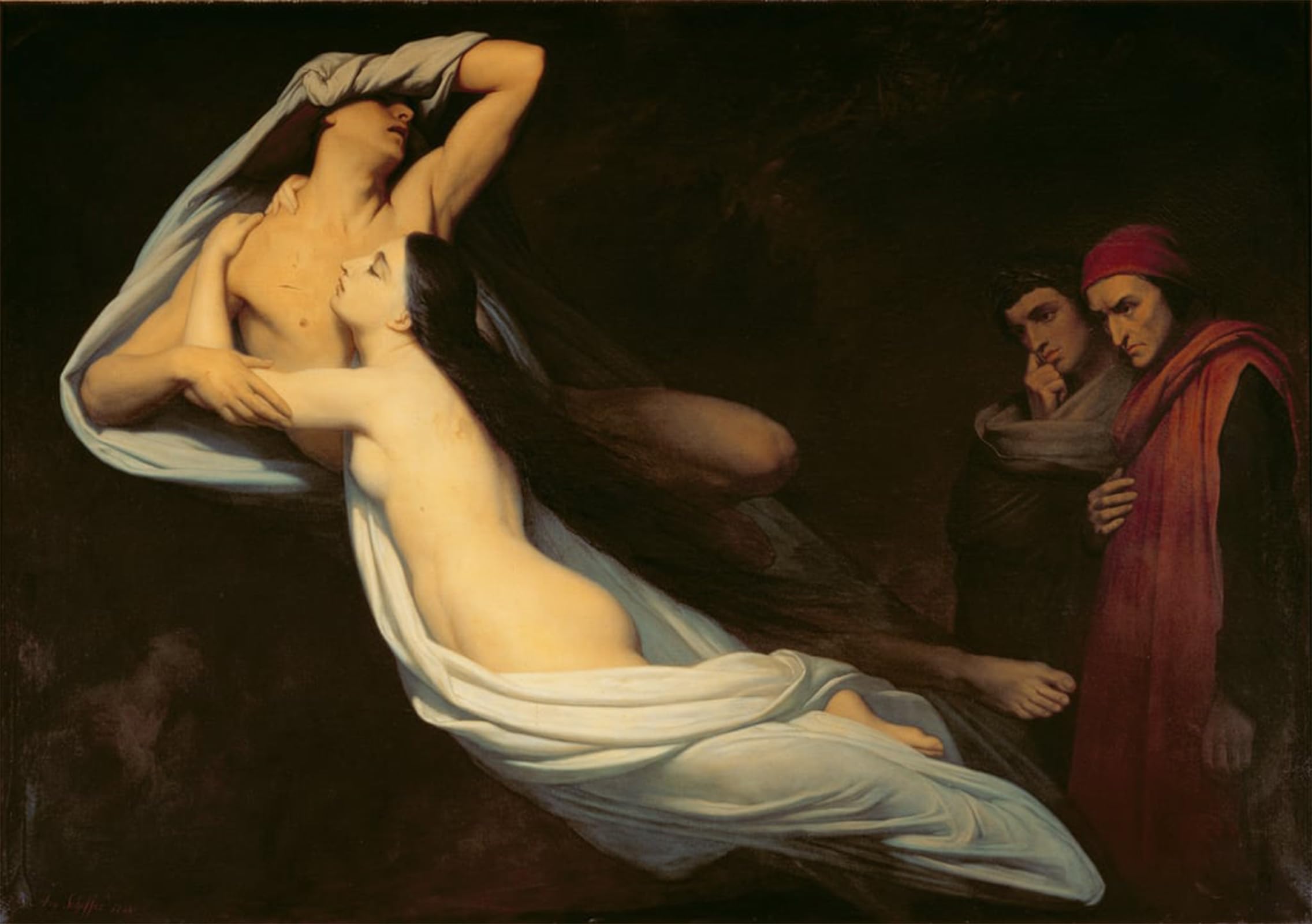 ARTXLXXBN Famous Art Print Poster Vintage Wall Art the Figures of Francesca Da Rimini and Paolo Da Verrucchio Appear to Dante by Ary Scheffer Canvas Art Poster for Home Decor 60x90cm