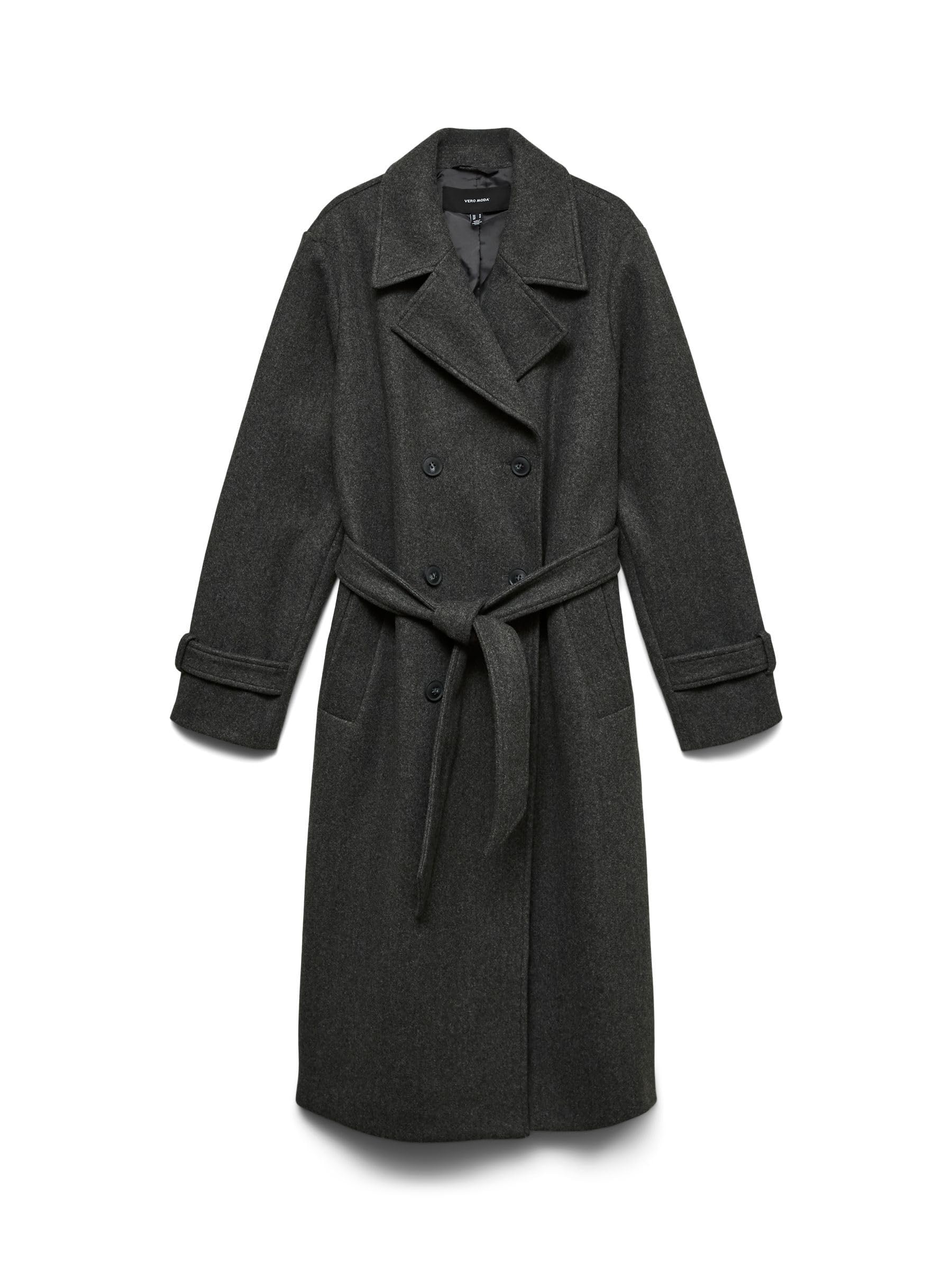 Vero Moda Female Trench Coat VMFORTUNEVEGA Coat, Dark grey blend, XL