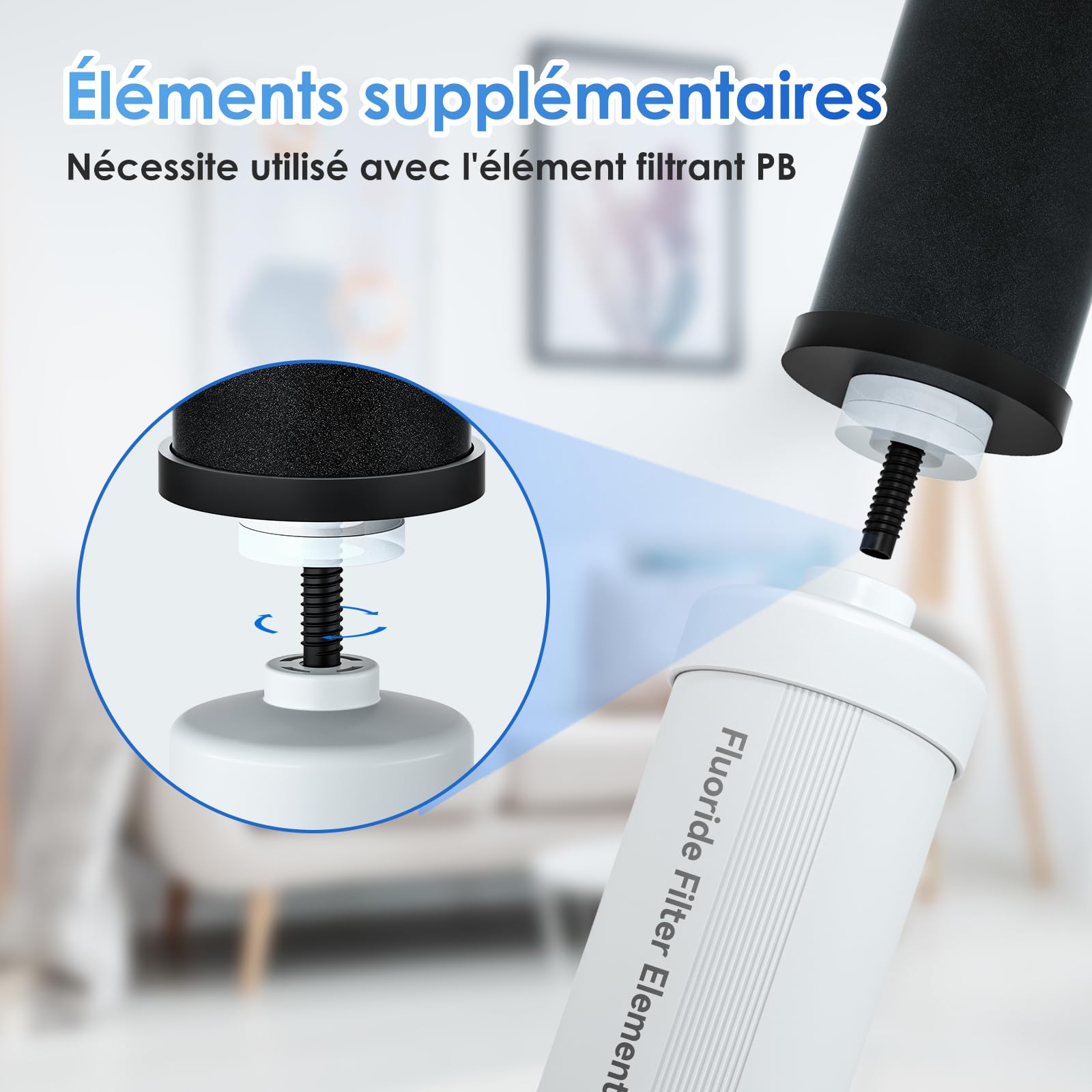 Purewell Filtre à Eau 8,5 litres par Gravité - Cuve Acier Inox 304 + 4 Filtres (Charbon/Fluor) - Robinet Visuel - Élimine 99% Fluorures/Chlore/Métaux - Sans Électricité