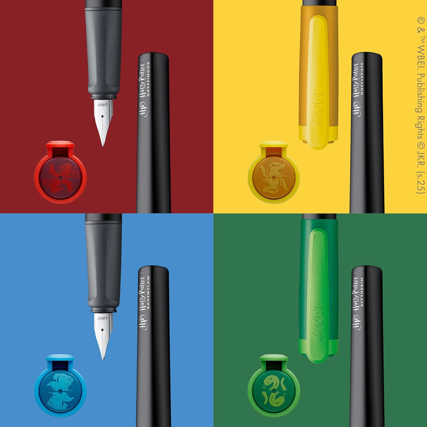 Lamy nexx Harry Potter Hufflepuff Fountain Pen - Special Edition Fountain Pen with Engraving of the House - Steel Nib in Line Width M - Aluminum Body - Incl. Ink Cartridge T10 Blue - Right-Handed