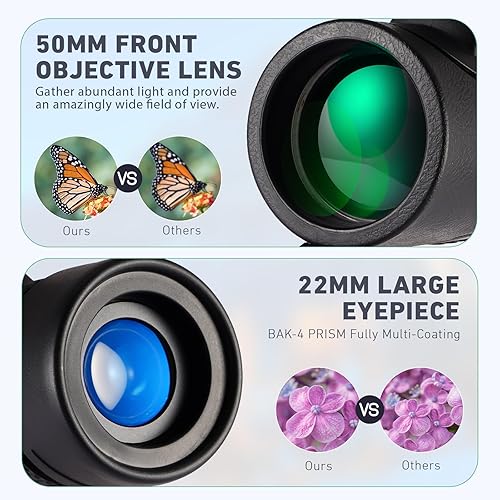 Miniatura 5 de Telescopio monocular de 10-30x50 de alta potencia para adultos y niños con adaptador para teléfono inteligente, trípode correa de mano, prisma BAK-4