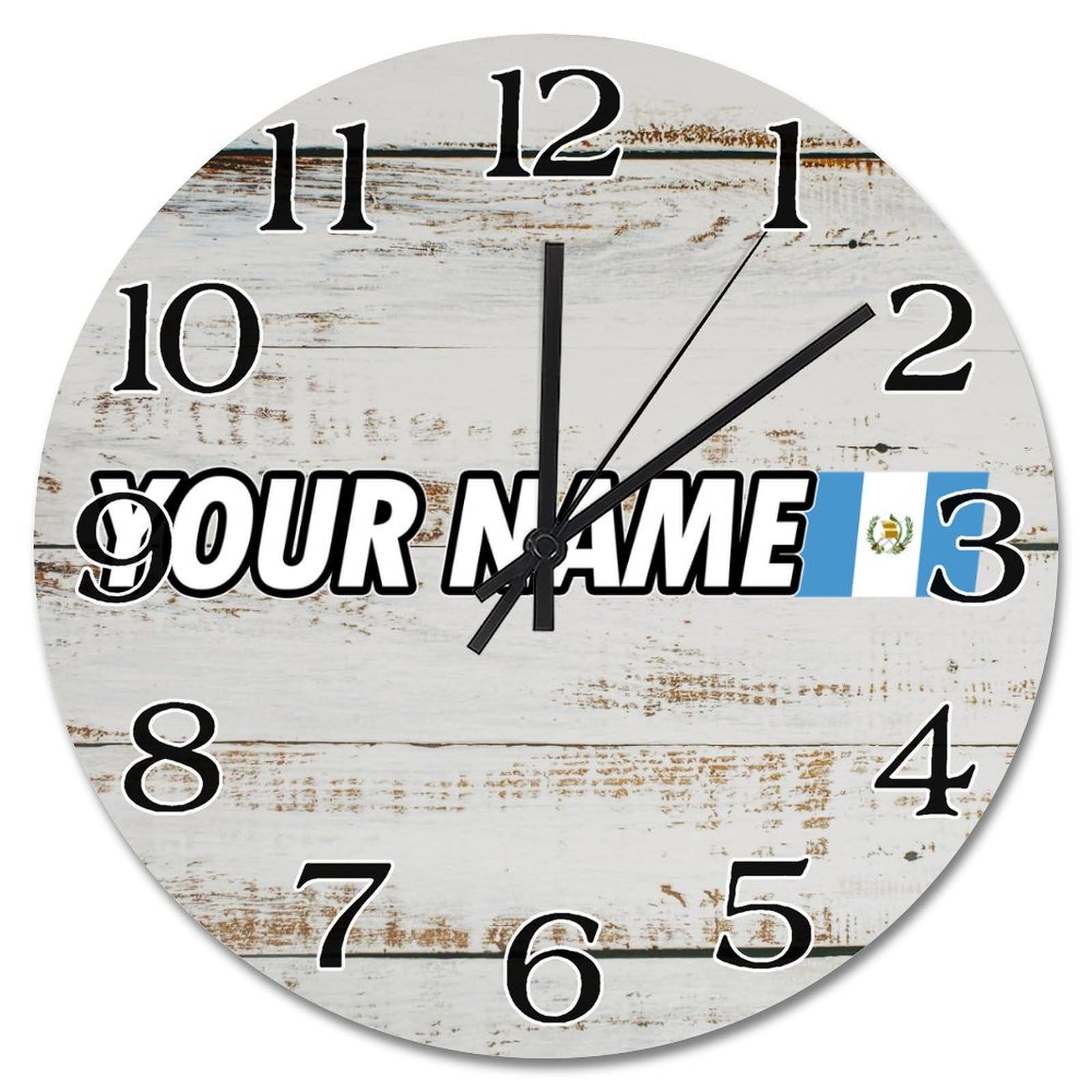Horloge murale drapeau Guatemala grande horloge murale à piles 25,4 cm