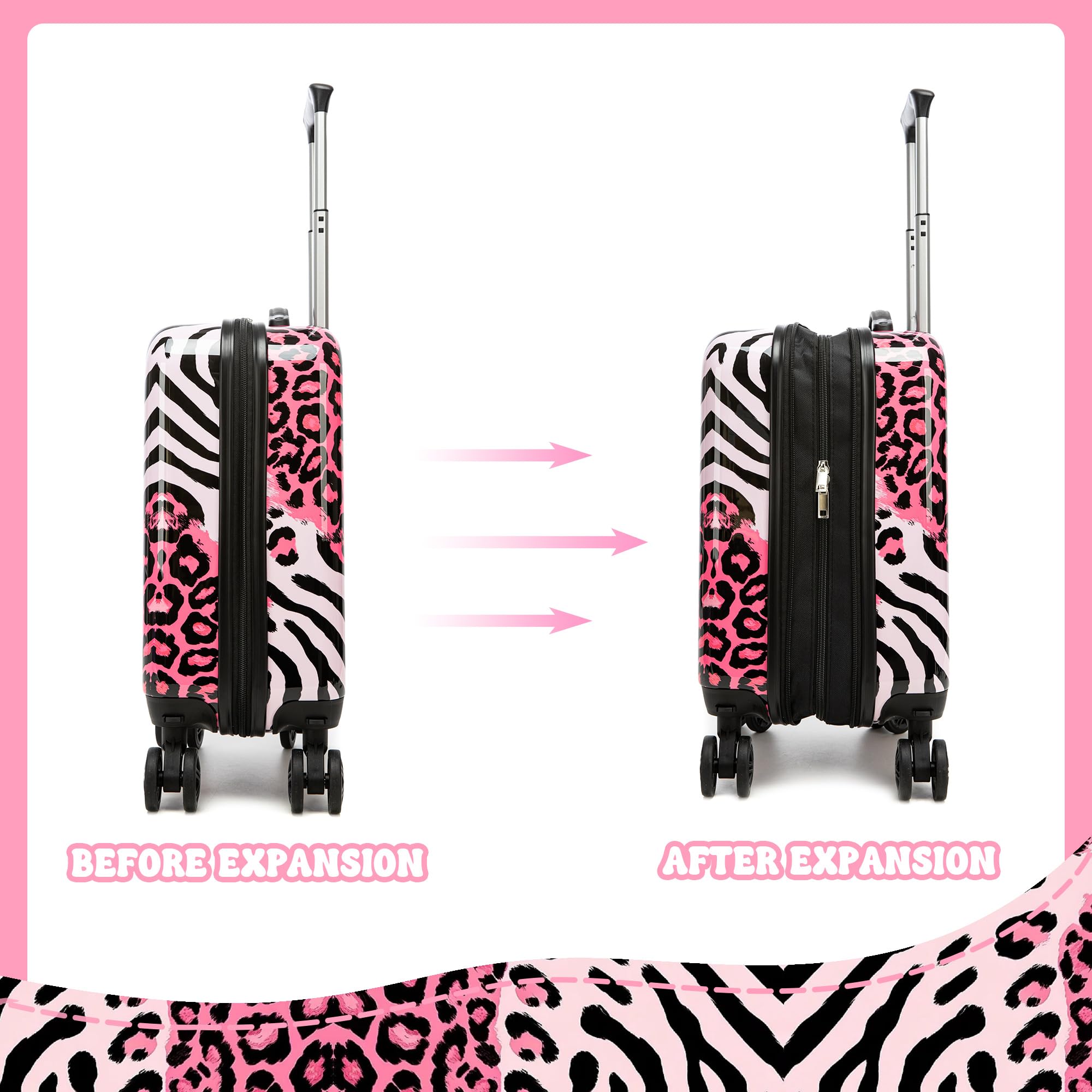 HTgroce Valigia per Bambina EasyJet Set 2 Pezzi Trolley Bagaglio a mano 4 Ruote