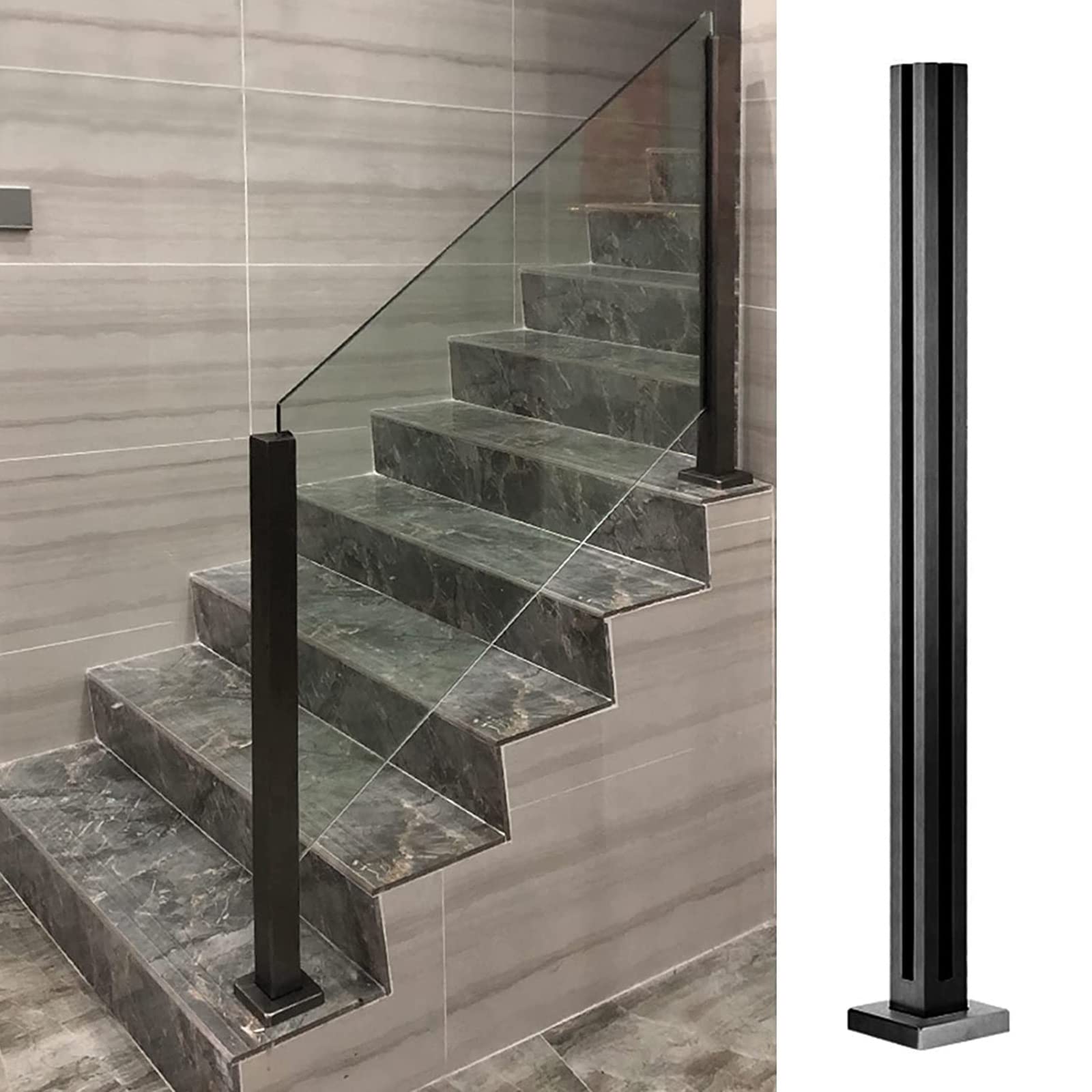 Poste Para Barandilla Escaleras Vidrio Abrazadera Escaleras De Interior Poste De Barandilla De Cristal, Cuadrado Poste Balaustrada Cubierta/ Panel De Vidrio Abrazadera Columna Para Peldaños Exteriores