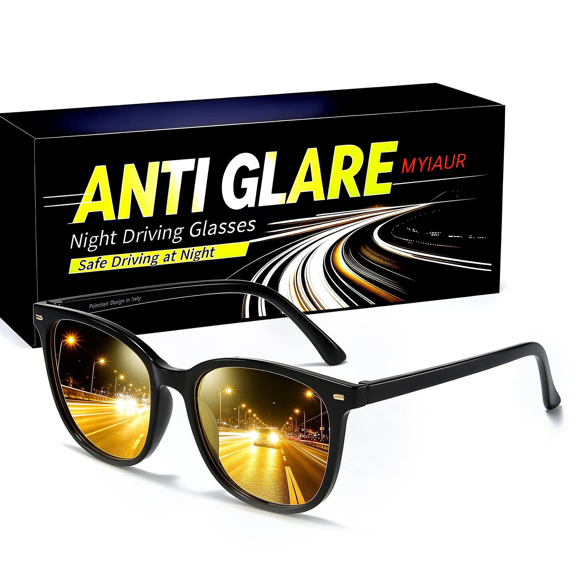 Myiaur Polarized Night Vision Glasses for Women, Anti-Glare Yellow Lens