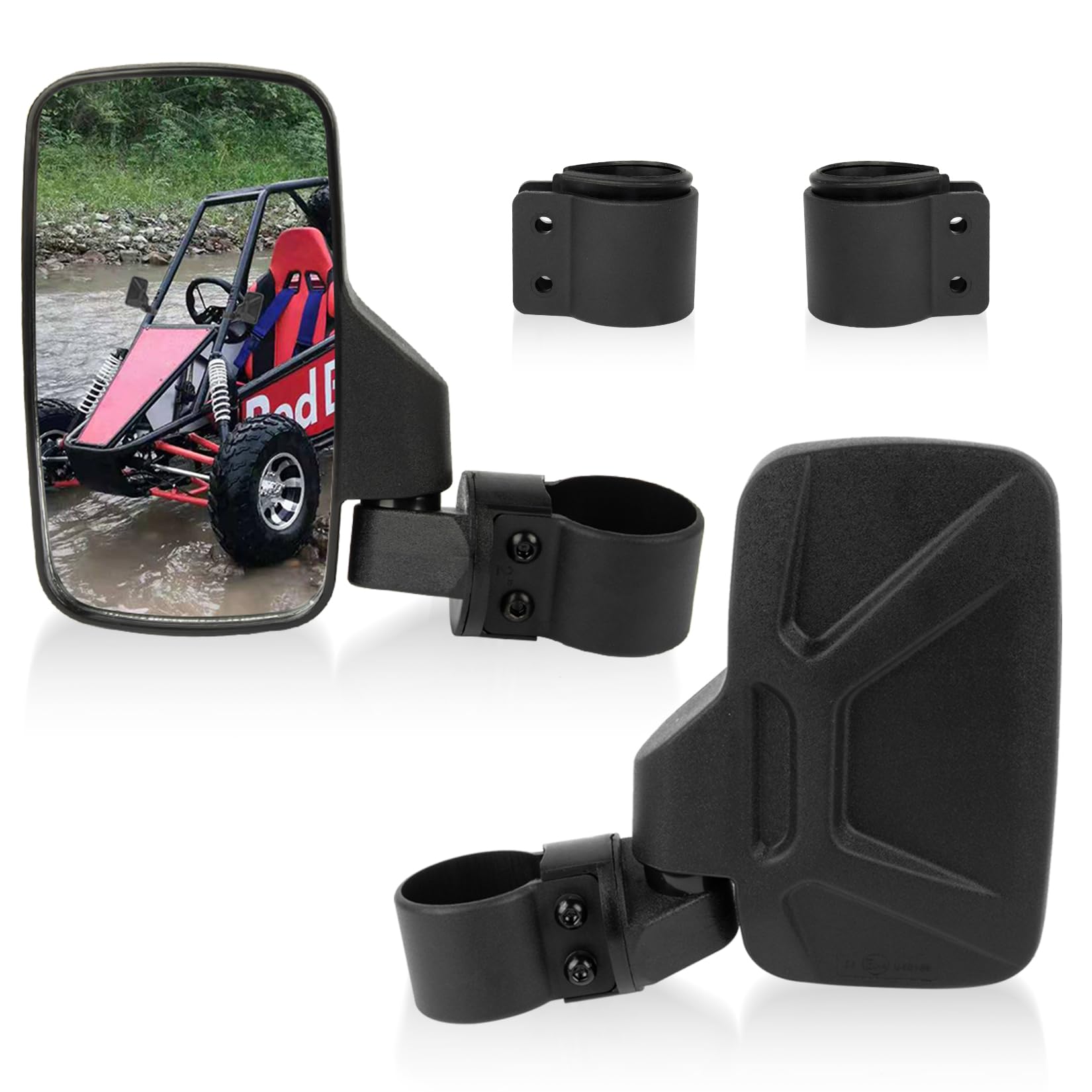 psler UTV Side View Mirrors, UTV Universal Rear View Side Mirror with 1.75” to 2” Bracket Roll Cage Bar Break Away Adjustable Arm