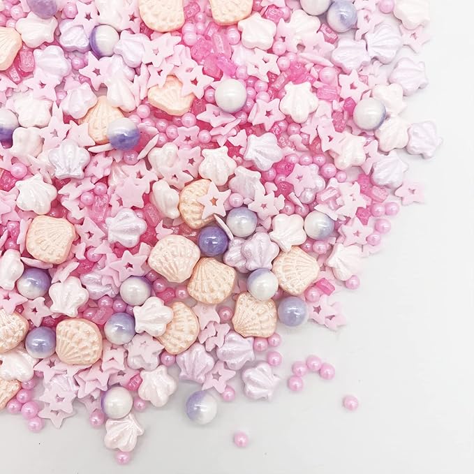 Pink Beach Sprinkles Sea Shell Star Sprinkles Cake