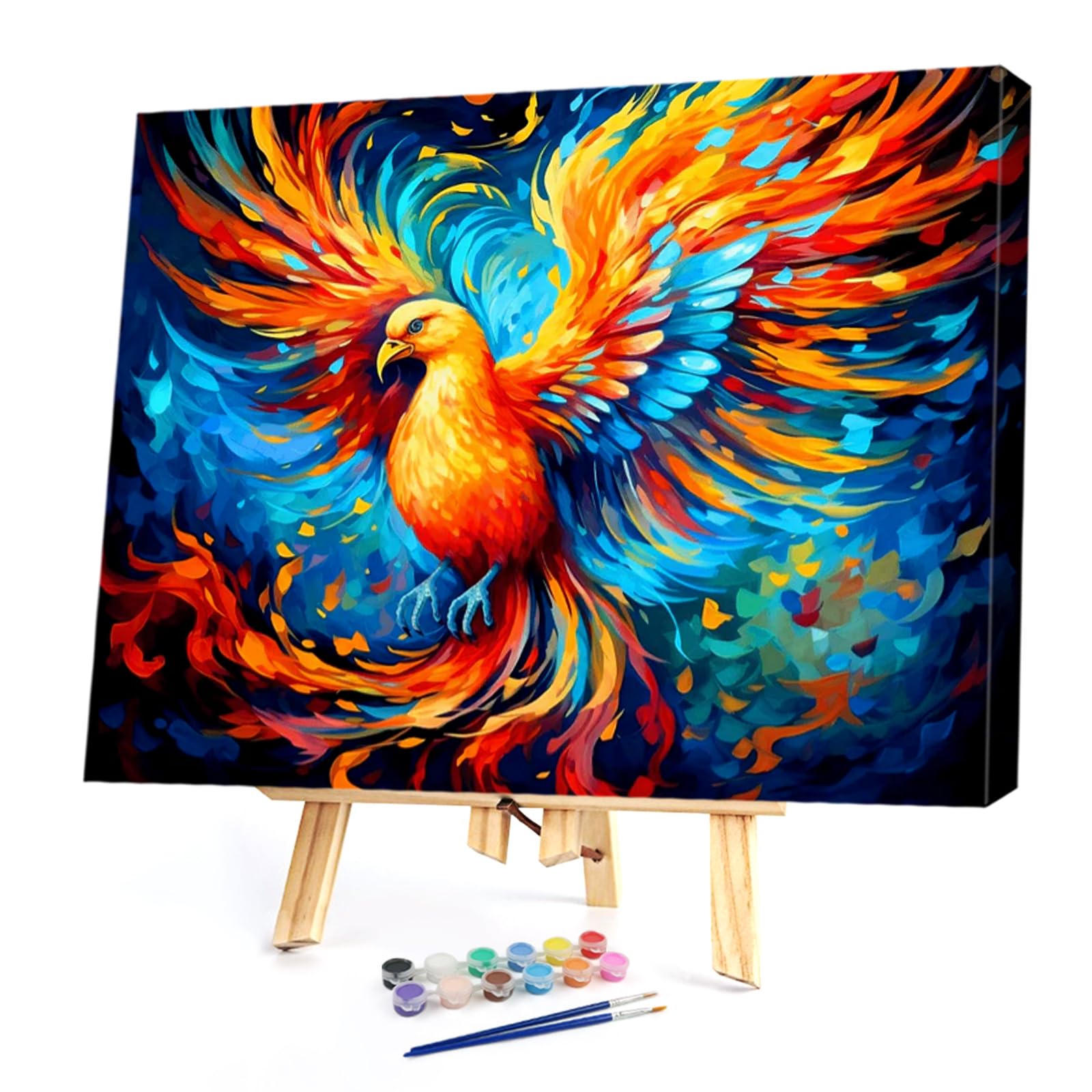 Poetrydraw Flame Phoenix Diy Paint By Numbers Kit On Canvas 40X30cm With Frame Oil Easy Painting By Numbers For Beginners Adults Gift Home Wall Decor (Flame Phoenix)