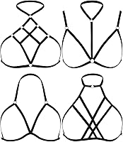 SATINIOR 4 Pack Women's Strappy Harness Cage Bra - Hollow Out Elastic Cupless Lingerie for Party & Layering