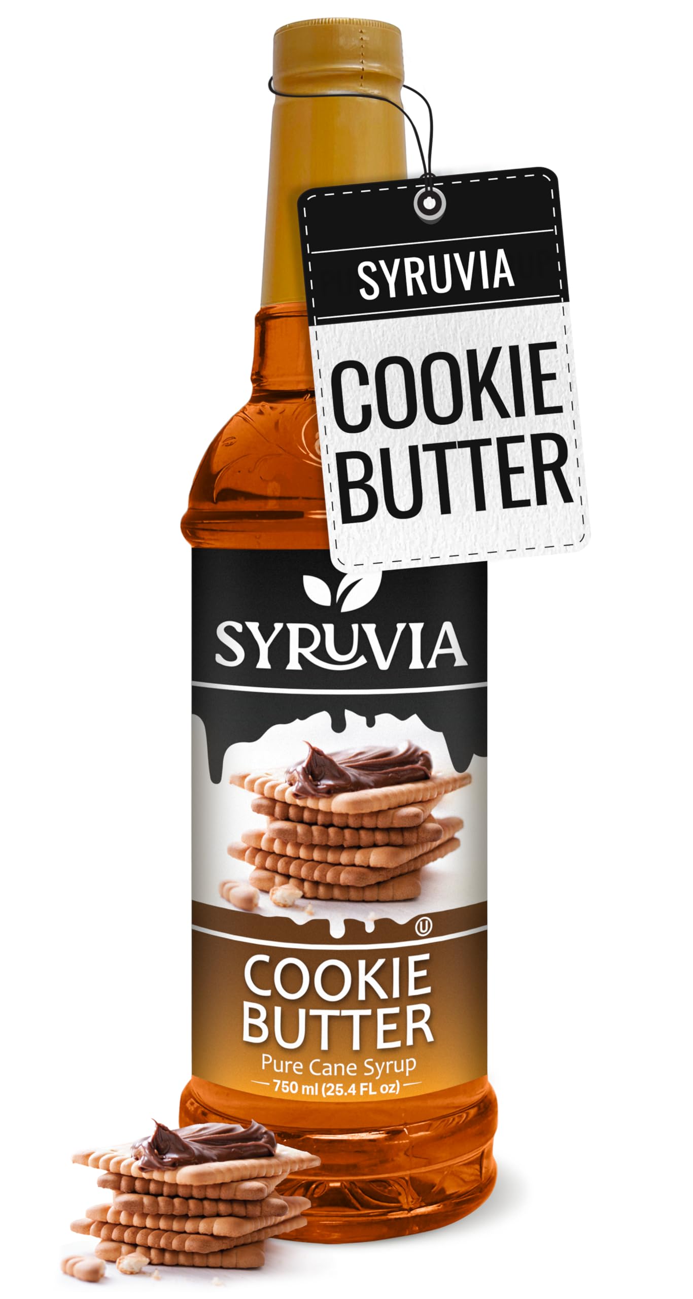 Syruvia Coffee Syrup, Cookie Butter Flavored Syrup for Drinks, Lattes, and Desserts – 25.4 fl oz