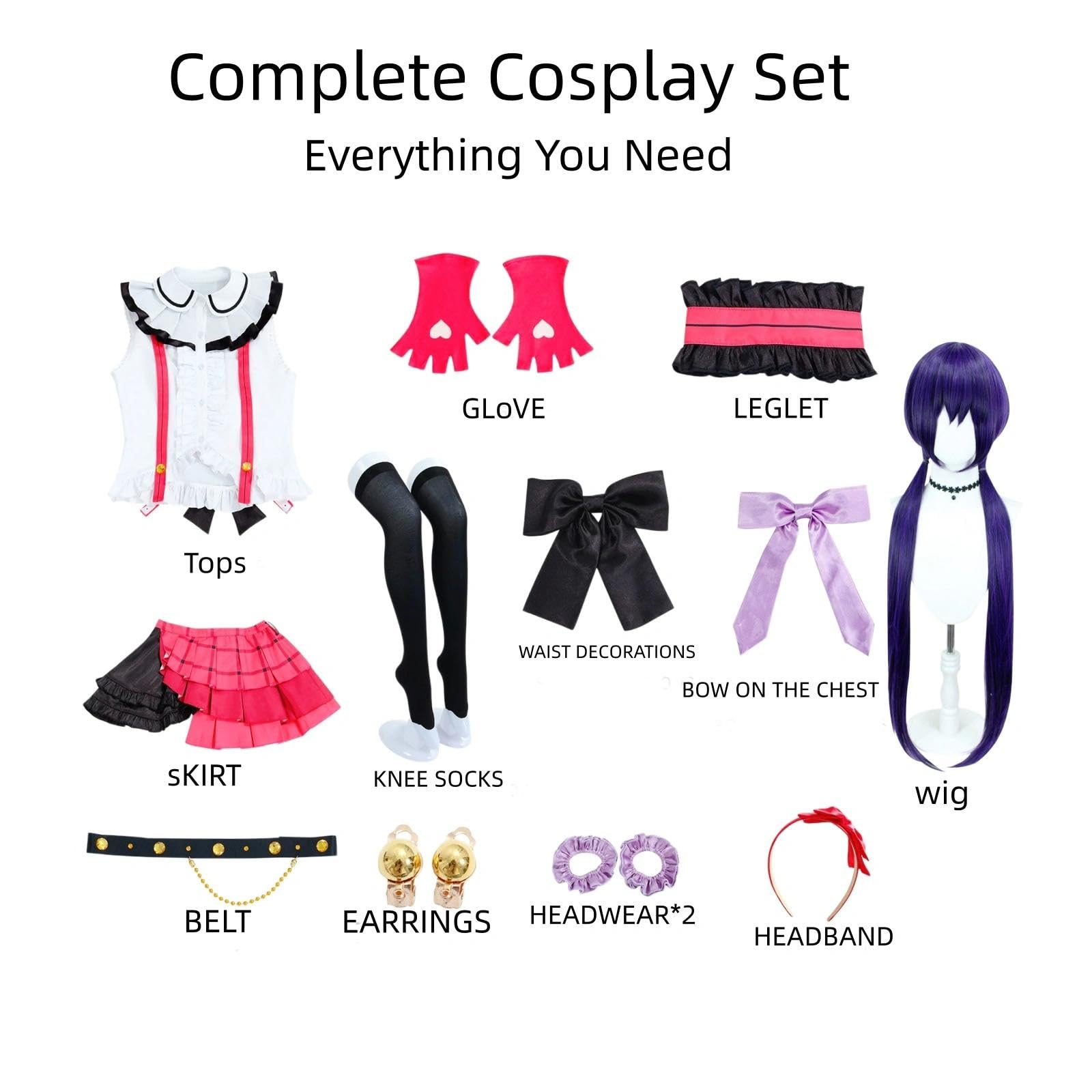 Halloween Kostüm für Erwachsene, Karneval Rollenspiel Cosplay Komplettset –Nozomi Tojo Stil