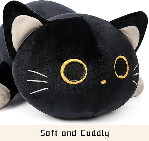 Miniatura 8 de Animales de peluche con peso de gato negro de 24 pulgadas, almohada de gato negro con peso de 4.2 libras, regalo para niños y adultos