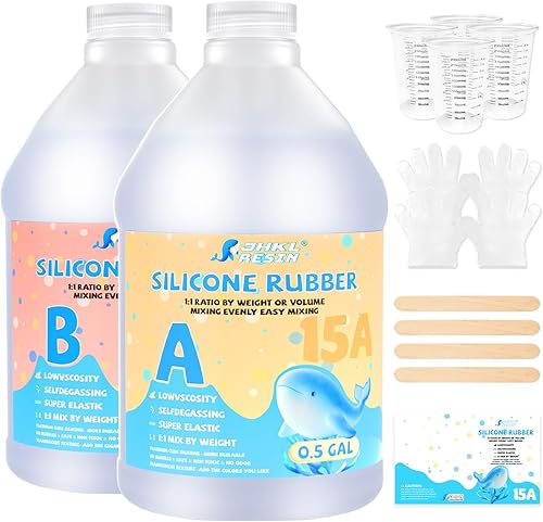 JHKL RESIN Kit de fabricación de moldes de silicona, goma de silicona líquida de platino de 1 galón para fabricante de moldes, moldes de silicona