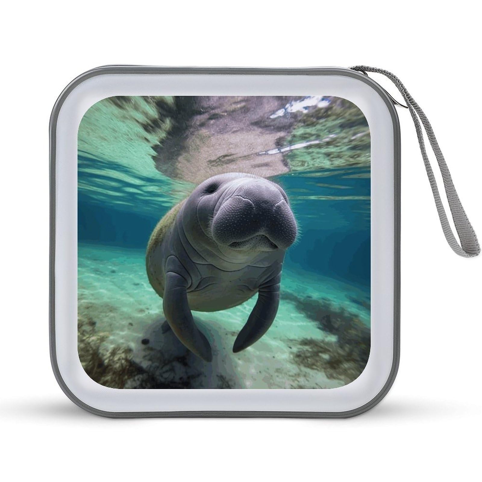 VstaDank - Sea Animal Manatee CD Case 40 Capacity with Zipper Disc Storage Organizer, Portable Hard Plastic Storage CD Holder, Organizer