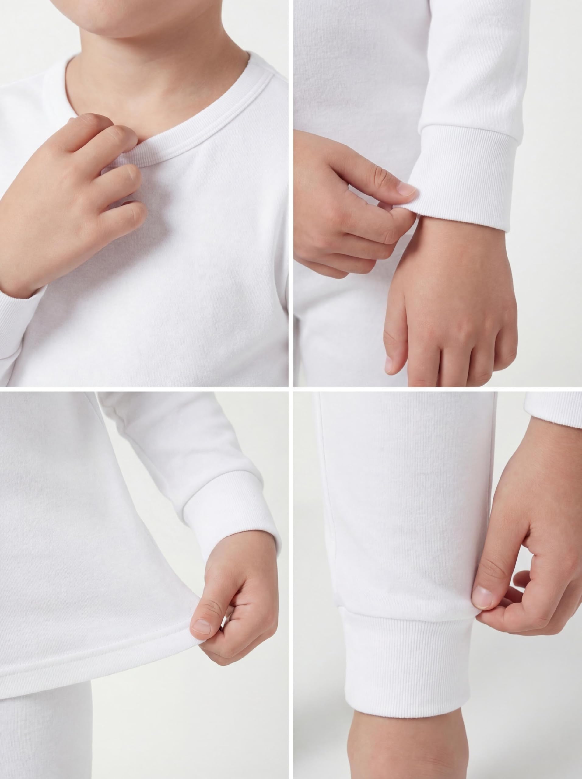Boys Long John Ultra-Soft Cotton Stretch Base Layer Underwear Sets / 3 Long Sleeve Tops + 3 Long Pants - 6 Piece Mix & Match