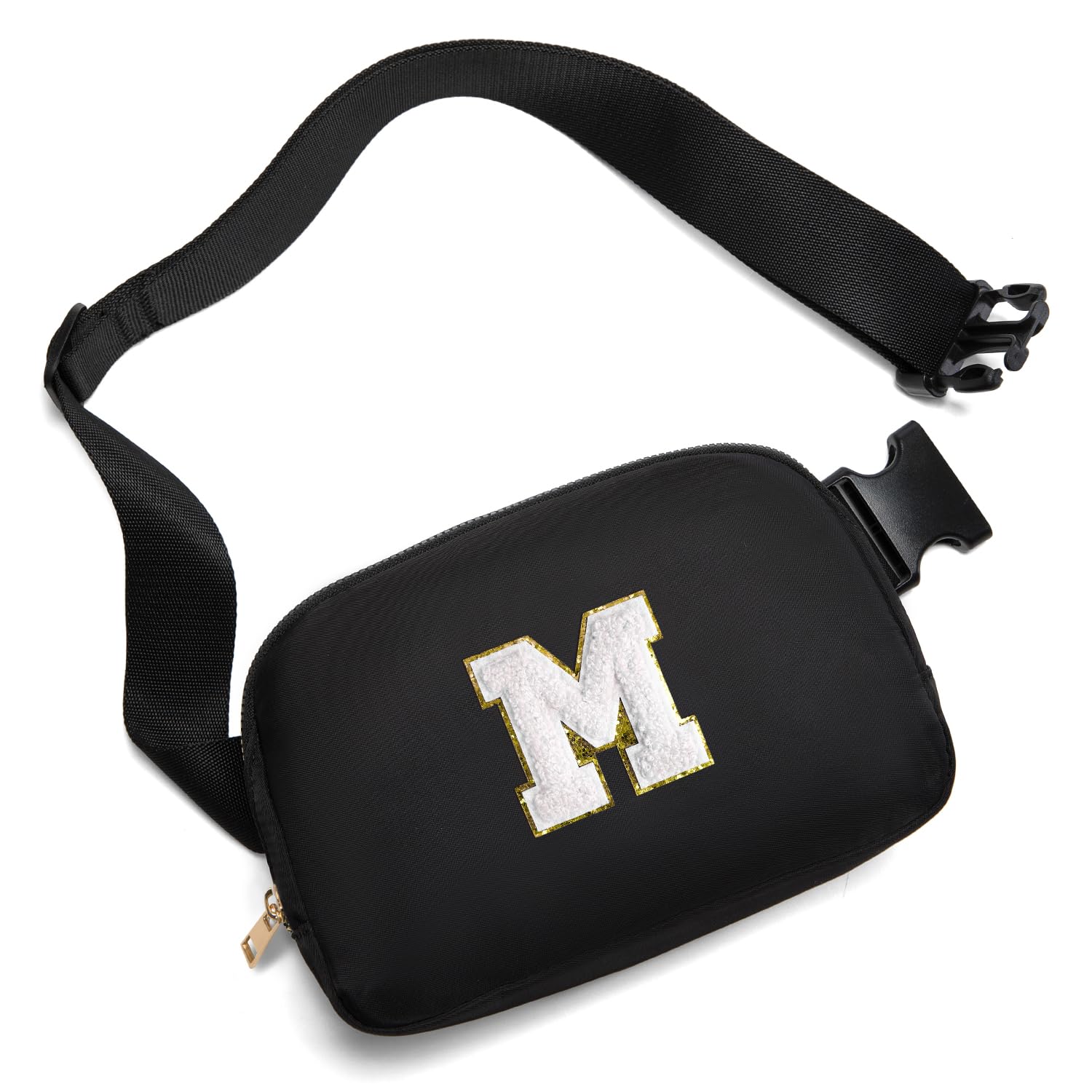 Gitus Birthday Gifts for 8 9 10 11 12 13 Year Old Girls Personalized Fanny Pack Crossbody Bags with Initial Letter Patch Belt Bag for Teen Girls Cute Trendy Stuff Travel Essentials (Black-M)