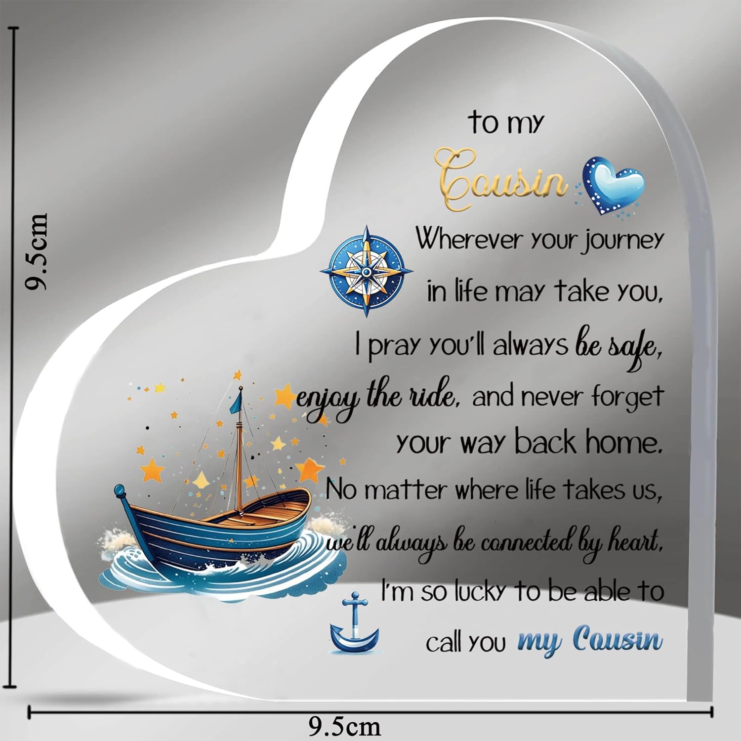 Cousin Inspirational Birthday Gifts Acrylic Plaques My Boy Graduation Gift Men Christmas Appreciate Cute Heart Signs for Him Best Go to University Encourage Souvenirs From Cousins - Image 2