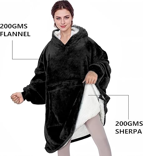 Miniatura 3 de Solaris - Sudadera tipo manta con capucha, cálida, supersuave y acogedora, bolsillo para mascota, de sherpa, unisex, con bolsillo grande, el mejor